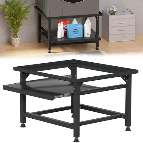 Randaco Base per lavatrice con scaffale Supporti per lavatrice Nero 63x54x42cm