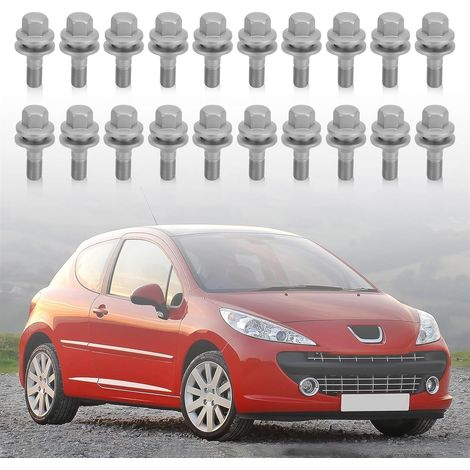 20 Bulloni ruota esagonale M12 x 1,25 9817024580 per C3 C4 C5 Berlingo Jumper DS3 DS4 207 308 508 3008 5008 Argento 17mm (1/5)