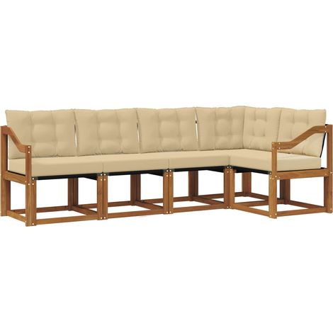 vidaXL Outdoor Sofa Set with Cushion 5 pcs Natural and Beige (1/4)