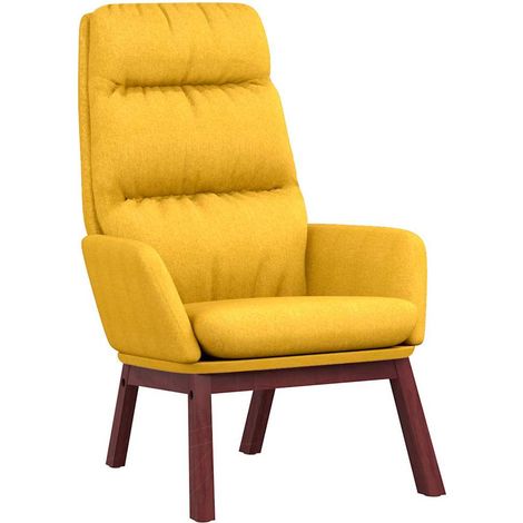 Chaise de Relaxation pour Salon en Tissu et Bois d'Hévéa Jaune Moutarde 70 x 77 x 98 cm (1/5)