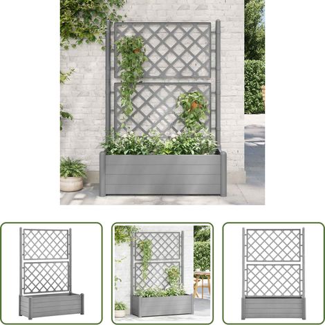 Jardinière extérieure - Jardinière avec treillis 100x43x142 cm PP Gris pierre (1/5)