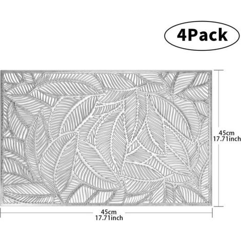 Sets de table - - Argenté - Antidérapants - Lavables - 4 pièces - 45x30 cm (1/4)