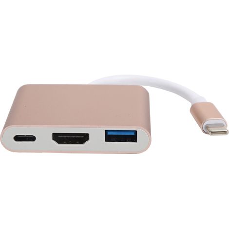 Adaptateur Hub USB-C 3-en-1 avec Port HDMI 4K et USB 3.0, Or Rose (1/5)