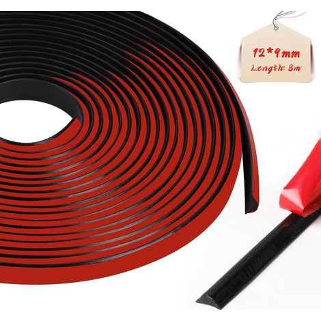 Moulure Décorative Flexible Autocollante, Adhésif Bandes de Calfeutrage pour Moulure Plafond, Pour plafond, passage mural, sol, fenêtre, bords de mur (8M,12x9mm,Noir) (1/5)