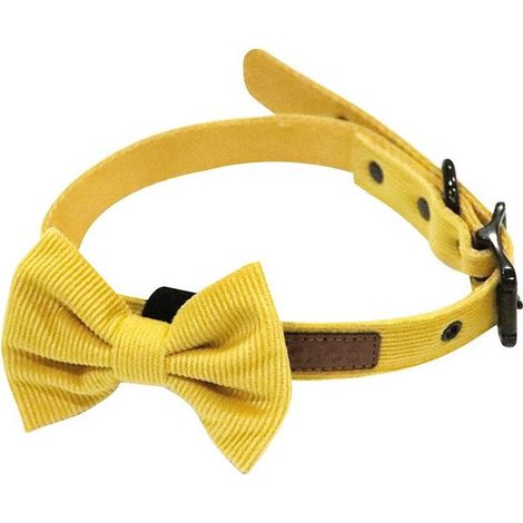M 2 x 32-50 cm: Collare giallo con papillon rimovibile modello Silky per cani