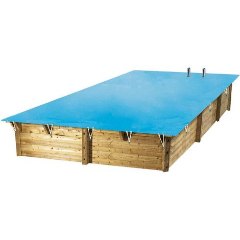 Copertura invernale per piscina in legno - UBBINK - Rettangolare 250x450 - 550g/m² - Norma NFP 90-308 - Sicurezza bambini (1/3)