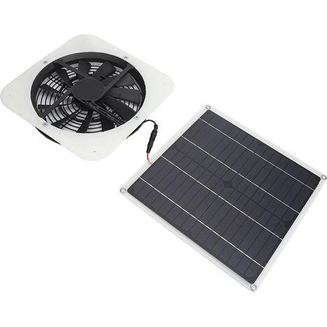 Kit panneau solaire 100W avec ventilateur d'extraction 10 pouces pour serre, abri de jardin, poulailler - Blanc (1/5)