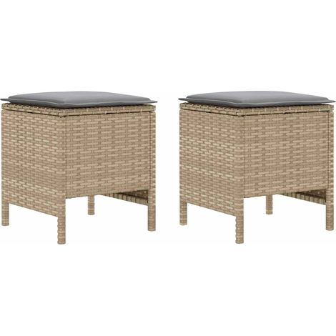 Garden Footstool 2 Piece Beige and Light Grey 38 x 38 x 45 cm vidaXL