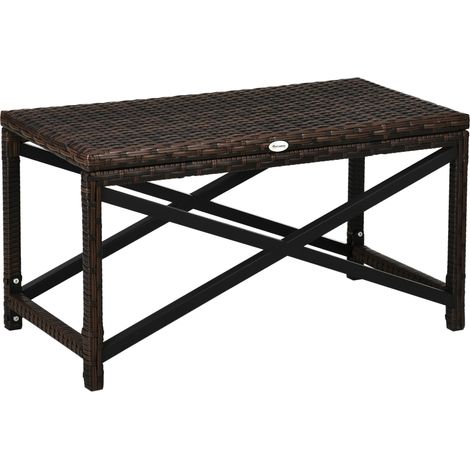 Outsunny PE Wicker Outdoor Coffee Table, Rattan Side Table w/ Plastic Board