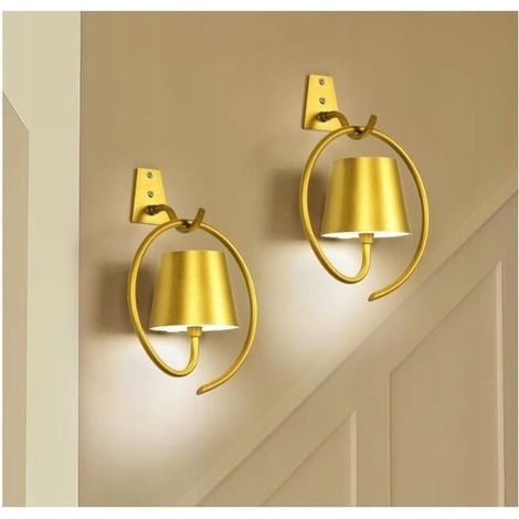 Lampada da parete a LED wireless USB, 2 pezzi, ricaricabile, oro, IP54, 3 colori (1/2)