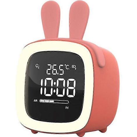 Réveil veilleuse LED rechargeable en forme d'oreilles de lapin avec affichage numérique (1/5)