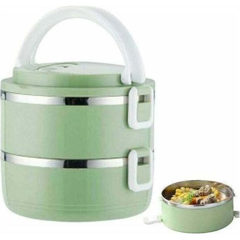 Boîte à lunch isotherme en acier inoxydable 1400 ml avec poignée, récipient alimentaire double paroi bleu pour école, bureau et camping (1/4)