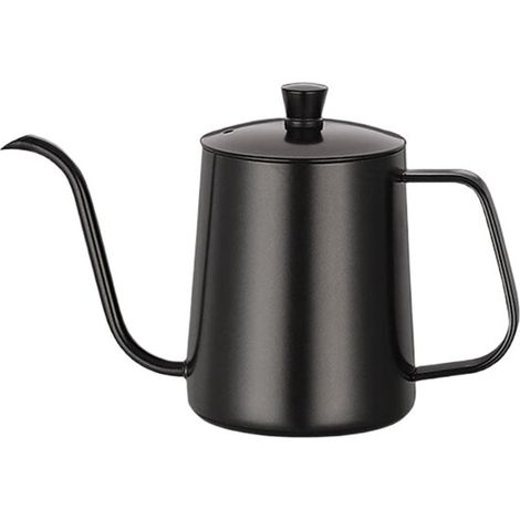 Tetera con boquilla, boquilla larga y estrecha, cafetera, tetera de acero inoxidable, botella de agua portátil para estufa (591 ml) (1/5)