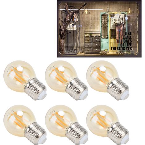 Set mit 6 Vintage-LED-Lampen aus goldfarbenem Glas, dimmbar, G45 E27-Sockel, 4 W, Glühfaden, warmweißes Licht (360 lm). (1/5)