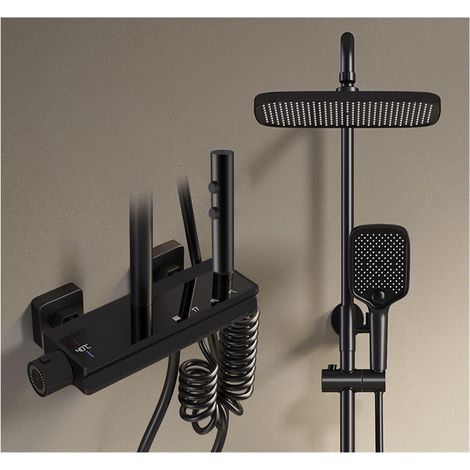 Ensemble de douche mitigeur thermostatique intelli LED ensemble de douche numérique salle de bains mitigeur froid chaud système de douche montage mural SPA pluie robinet de bain moderne luxe Piano Tor (1/5)