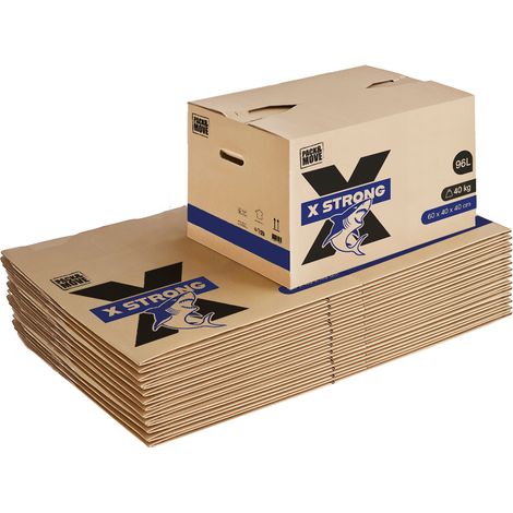 Pack and Move - Lot de 15 Cartons Déménagement X Strong - 60 x 40 x 40 cm - Charge 40 kg - Extrême Résistance - Grande Capacité (1/5)