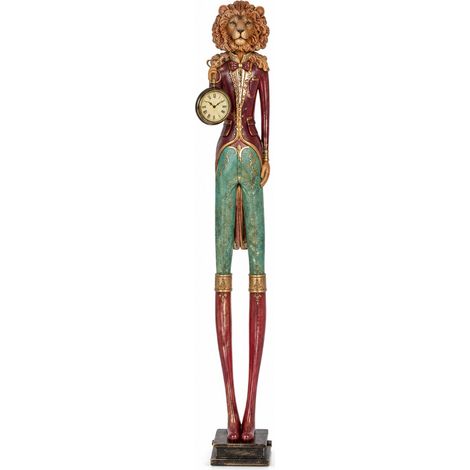Statua Leone con Orologio 12X11 H 79CM Multicolore Peraga Christmas