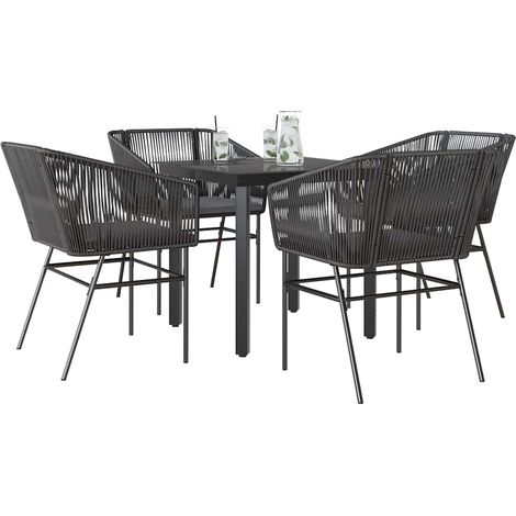 vidaXL Juego de comedor jardín 5 piezas cojines ratán sintético negro (1/5)