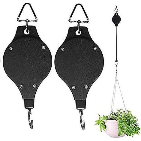 2 Pices Panier  Fleurs  Poulie Pour Plantes, Poulie Suspendue Pour Panier  Plantes, Cintre Rtractable Pour Poulie, Crochets Pour Panier De Fleurs