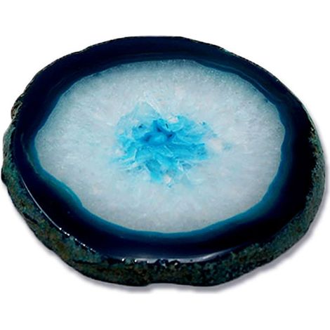 Dessous de verre rond en agate naturelle, pierre brute, sous-verre à café en pierre naturelle, couleur agate, feuille d'agate, sous-verre isolant thermique (1/5)