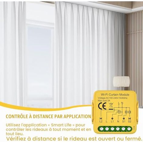 Tuya Lot de 3 modules d'interrupteur de volet roulant WiFi intelligents 2,4 GHz Alexa Smart Commande par application Minuterie pour moteur de volet roulant Fonctionne avec Alexa/Google Home (1/3)