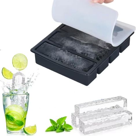 2-teiliges Silikon-Eisform-Set – für Whisky und Cocktails – auch als Butterform verwendbar – mit staubdichtem Deckel – leicht zu formen und zu reinigen – 2-teilig (1/4)