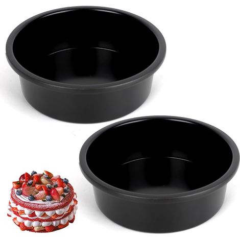 Lot de 2 moules à gâteau ronds de 15 cm, à charnière de 15 cm, avec revêtement anti-adhésif, pour pâtisserie, anniversaire, mariage, Noël, gâteaux superposés, faciles à nettoyer (1/5)