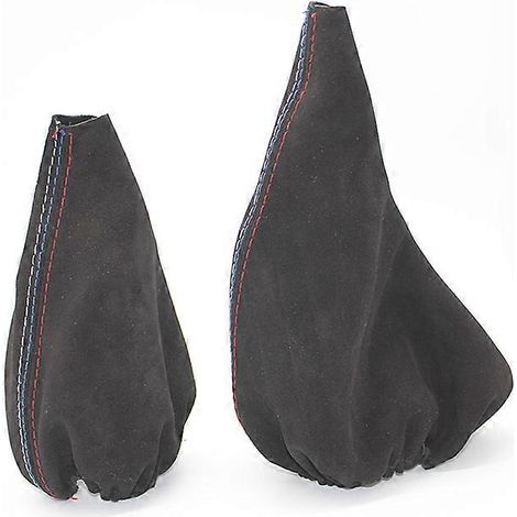 Housse de levier de vitesse, soufflet de frein à main et couvre-levier de vitesse pour BMW Série 3 E36 E46 E30 E34 M3 Z3 en cuir suédé noir (1/5)