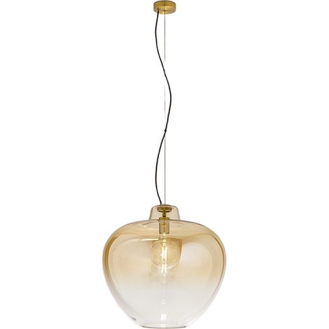 Suspension En Verre Soufflé 10S46667 Am, Design Moderne, Finition Ambre Miroir Dégradé, Structure En Métal Laiton Bruni, E27 - Marque Perenz (1/3)