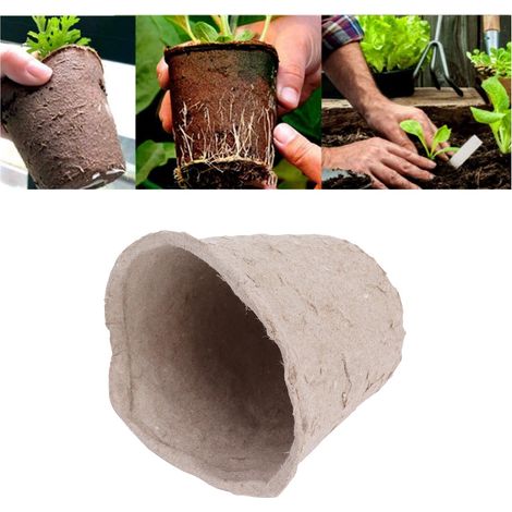 Pot horticole dégradable, Bac de germination papier 6cm, Cup nursery 100 pièces, Tourbe biodegradable pour semis végétaux