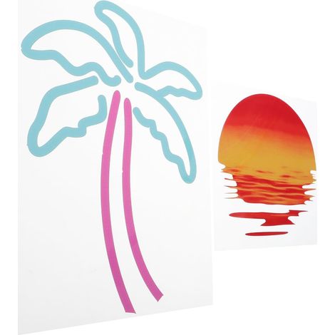 Car Stickers 2 Pieces Sunset Palm Tree Design Decals for