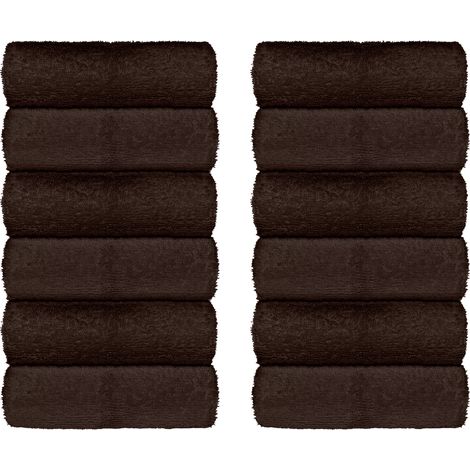 Set Asciugamani Bagno 100% Cotone Super Assorbenti Telo Doccia Spugna Professionali Salvietta Lavetta Viso Asciugamano Salviette Teli Asciugamano Ospite Qualità Hotel Lavette 12 Salviette viso - Marro