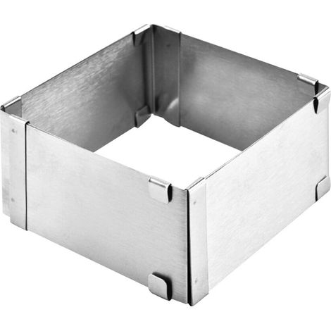 Mousse Ring - Adjustable Square Stainless Steel Baking Mold - For Cakes Pastries And Desserts - 16 X 5 Cm Max 9 5 X 5 Cm Min - 1 Piece (1/5)