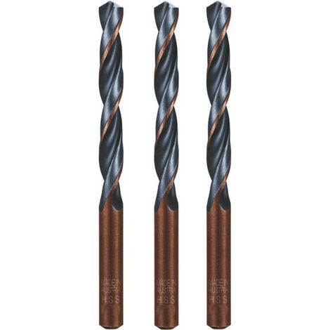 3 Forets Hélicoïdaux HSS Court DIN 338 RN - Aciers 118° D. 18 x Lt. 191 x Lu. 130 x Q. 18 mm x Z2 - Diamwood