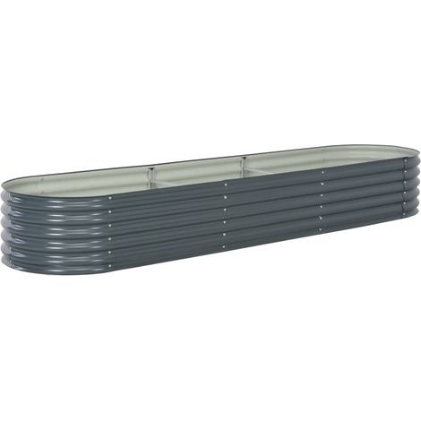 Macetero elevado plantas flores jardín 320 x 80 x 44 cm acero galvanizado gris 020001046 (1/5)