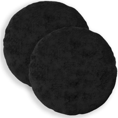 vidaXL Federa 2 pz HEERLEN Nero Ø 50 cm Pelliccia di Coniglio Finta (1/5)