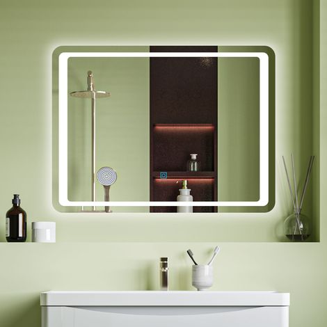 AVER-GROWTH Rectangle 700x500mm Cold White Light LED Mirror Memory Function Demister Pad (1/4)