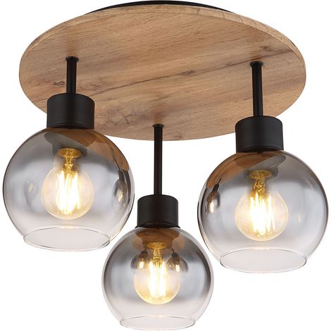 Globo - plafón - Moitas - natural negro - vidrio - Ø 38cm - E27 -
