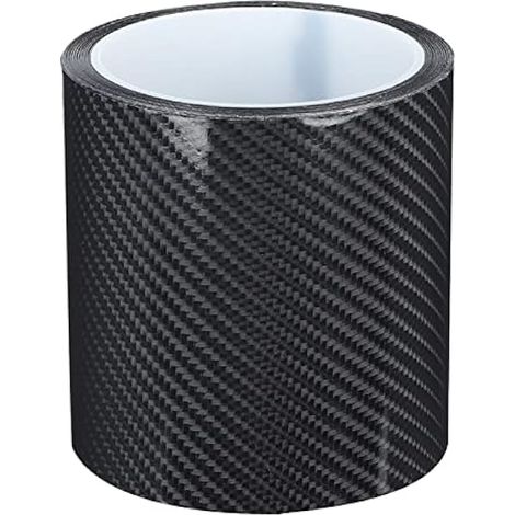 Film de Protection de Peinture pour Voiture, Ruban Adhésif en Vinyle Carbone Film de en Fibre de Carbone Noir Autocollant Anti-Rayures pour Porte de Voiture (10 Cm X 3 mètres) (1/4)