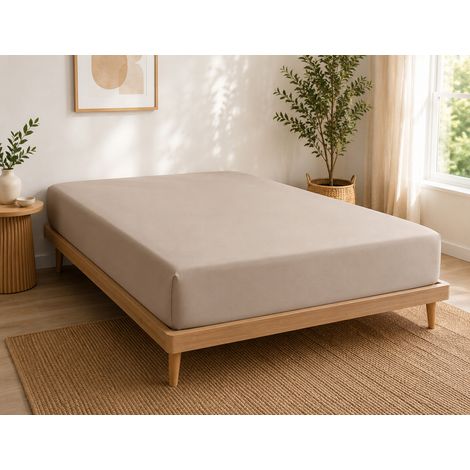 Drap-housse 140 x 190 cm Percale de Coton Peigné Lin – 80 fils/cm² – Bonnet 35 cm (1/4)