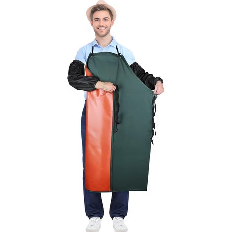 PVC Tablier, Mince Tablier de Cuisine Homme, Avec une paire de protège-manches, Tablier Imperméable à l'eau et à l'huile, Tablier de Boucher, Unisexe Tablier, Tablier Pizzaiolo (1/5)