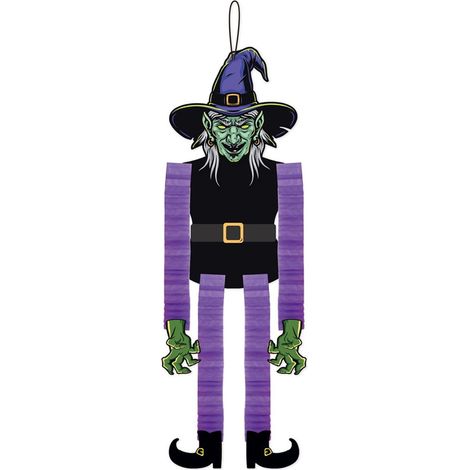 Guirlande En Papier - Décoration Suspendue Pour Halloween - Forme De Sorcière Danseuse - Taille L - Pour Arbre Porte Mur Intérieur Extérieur - 1 Pièce (1/5)
