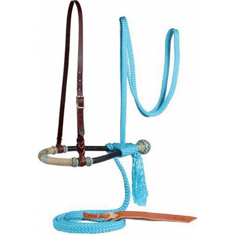 Turchese - Bosal set con testiera e bosal in cuoio  più  mecate in crine con gancio in latigo