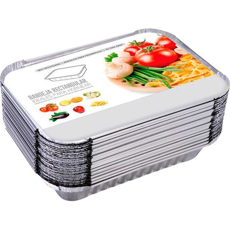 Bandejas planas, fabricadas en aluminio resistente, versátiles para cocinar y servir, 14,5 x 12 x 4 mm, juego de 8 (1/2)