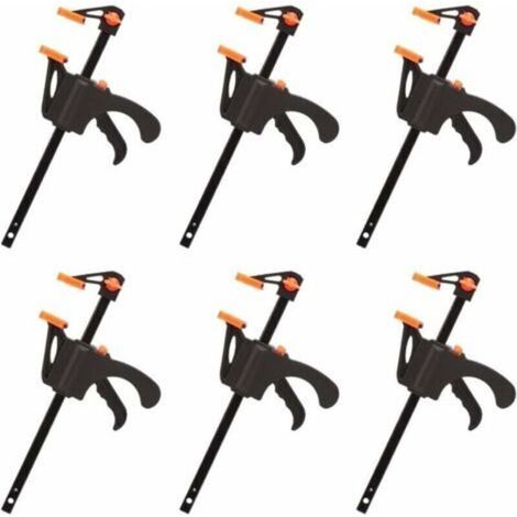 Gap Ensemble de 6 pinces en F, pinces pour un serrage rapide et facile, travail du bois, outils à main (4 pouces) (1/4)