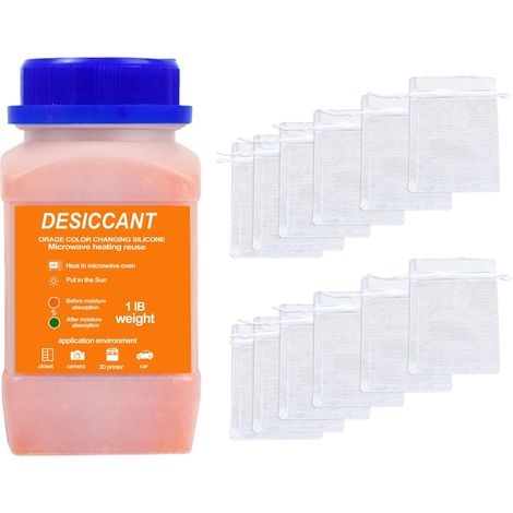 Silica-Gel-Feuchtigkeitsabsorber, wiederverwendbar, wasserdicht, Orange mit 12 Taschen, 1Pic-a (1/2)