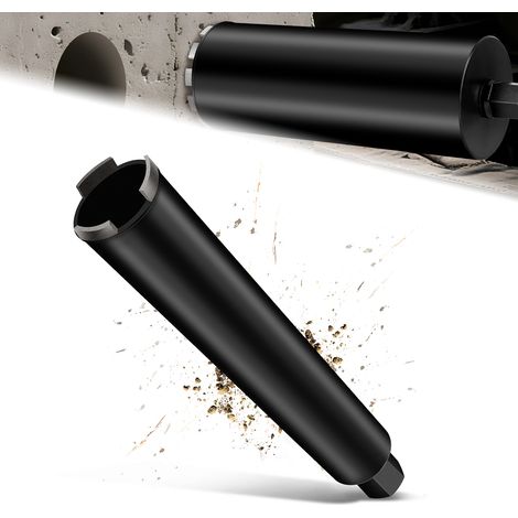 Couronne de Forage Diamantée pour Carotteuses avec Turbo de 10 mm de Diamètre, L 460 mm, Ø 27 mm, 1 ¼" UNC, Couronne de Forage Humide et Sec Soudée au Laser pour Béton, Granit et Maçonnerie
