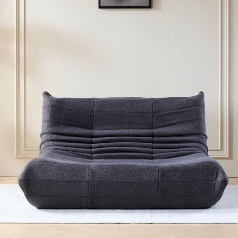 Sofá bean bag de 2 plazas en tejido teddy gris, ancho 149 cm (1/5)