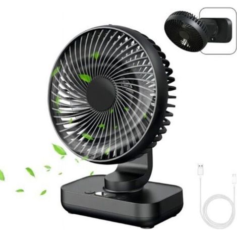 MERTTURM Mini ventilateur oscillant ultra silencieux, batterie 4000 mAh, petit ventilateur de table (4-13 h), affichage (1/5)