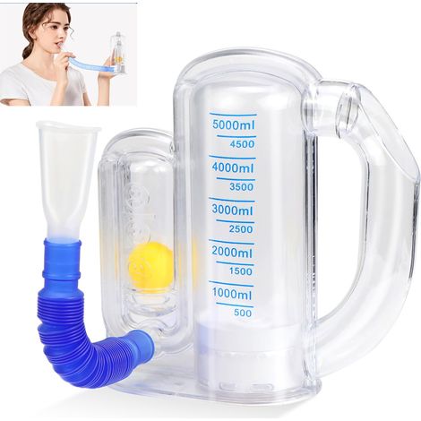 Lungentrainer, 5000ML Atemtrainer mit Kugelflussanzeige und Skalenanzeige, Atemtrainer für Logopädie und Lungenfunktion